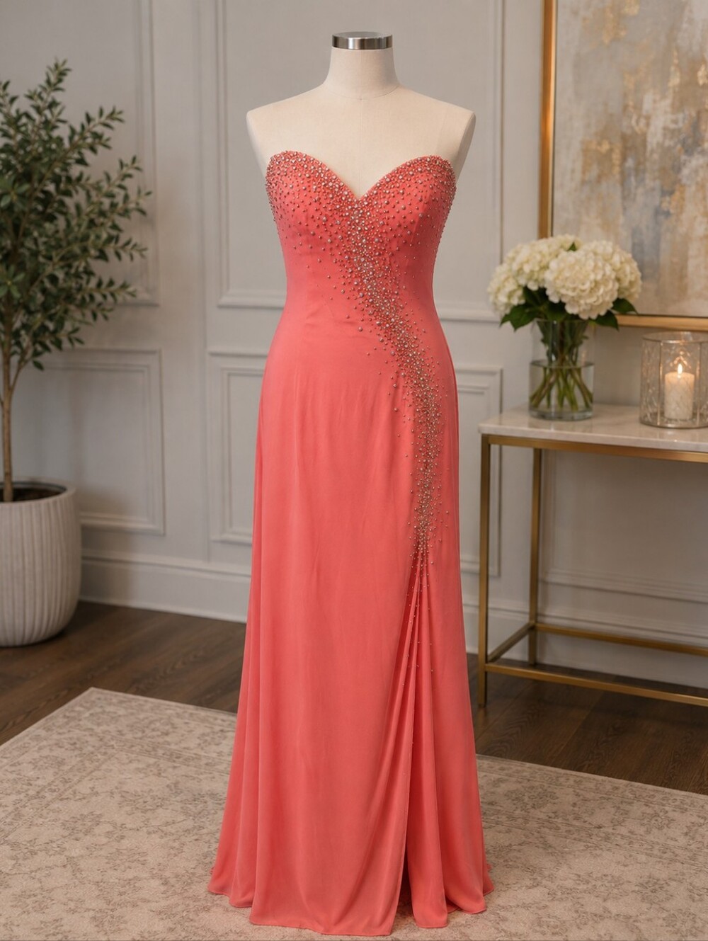 Jovani Coral Sleeveless Prom Evening Gown Dress
